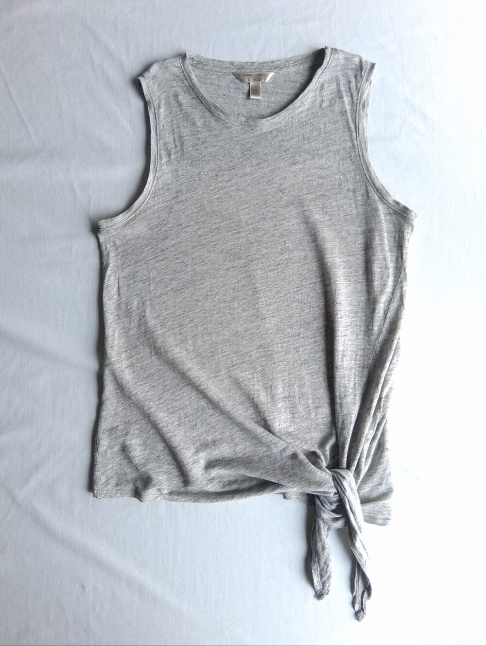 Banana Republic Linen Sleeveless Tie-Front Top Gray Size M